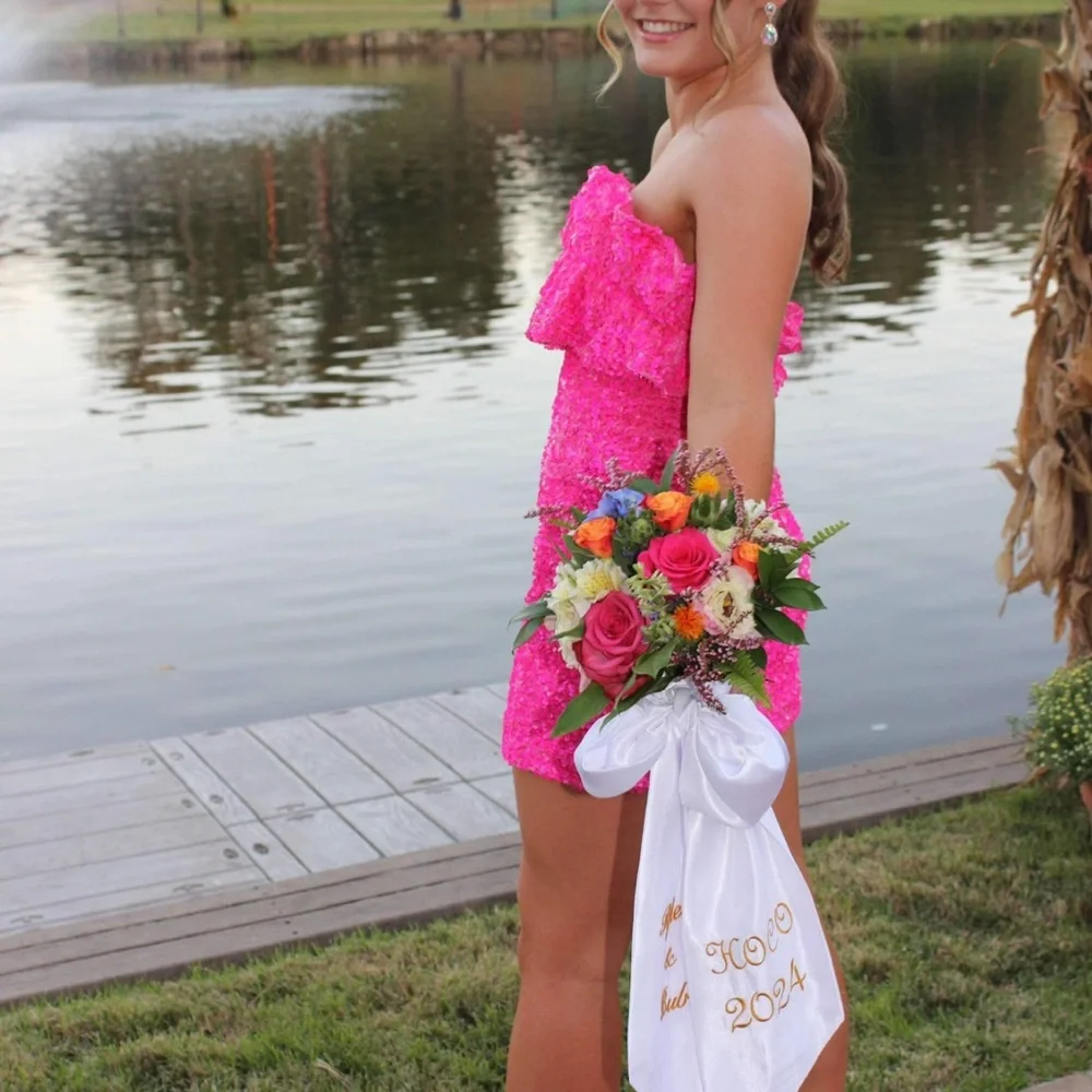 Pink Ruffle Mini Dress - Picture 4 of 4